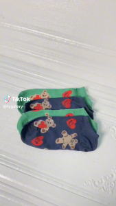 FSKS96 Kaos Kaki Wanita Motif Love Bear Kaos Kaki Pendek Semata Kaki Ice Socks Fashionanble