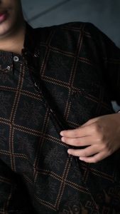 DGMFashion Kemeja Batik Pria Lapis Furing Premium Panjang Motif Tribal Coklat 2198