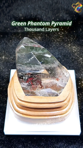 Collectors Grade Green Phantom Pyramid Thousand Layers Raw Polish Quartz Display