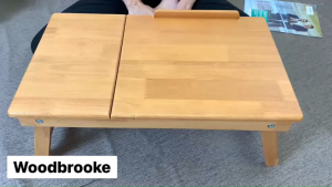 Woodbrooke โต๊ะพับปรับระดับได้ โต๊ะญี่ปุ่น โต๊ะไม้ยางพารา ไม้จริง 100 %