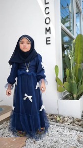 เดรสเด็กมุสลิมสำหรับใส่ออกงาน ชุดเด็กมุสลิมหญิง เดรสเด็กมุสลิมชุดเด็กน่ารัก แต่งโบว์ เดรสเด็กใส่ออกงาน ชุดเด็กใส่แสดง