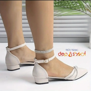 Giày cao gót phối dây chéo đính đá kiểu dáng mới mẻ thời trang bigsize Dep&shock