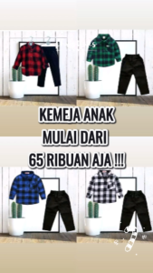 Setelan Anak Model Kemeja Flanel dan Celana Chinos Hitam Usia 1-10 Tahun - Trend Fashion Anak