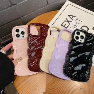 Tri-Town Simple Color Wave Pattern Phone Case for iPhone 11 14 15 13 12 Pro Max Shockproof TPU Back Cover