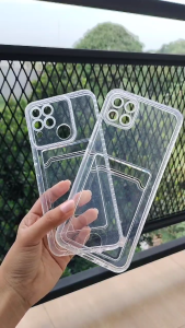 Softcase Untuk REALME C11 C12 C15 C21 C25 Card Slot Kartu Casing Silicon Bening Clear Dompet