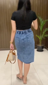 Rok Nycta Jeans Pendek 7/8 Belah Denim Wanita Highwaist Terbaru Korean