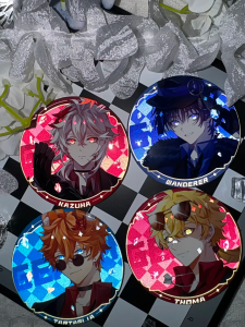 Genshin Impact Double-flashing reflective badge Wanderer Kazuha Zhongli Tartaglia Tighnari Thoma Homo badge brooch Tinplate goods Itabag decoration Fan collection merchandise A gift for a friend