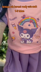 Setelan Baju Kaos & Rok Anak Bayi Perempuan Lucu Motif Karakter Kuromi Usia 1-5 Tahun Terbaru & Terpopuler