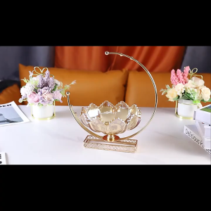 Penjual Lokal Angin mewah ringan gaya Eropa kaca logam nampan buah kering rumah ruang tamu permen jar kotak tisu keranjang buah bulan dekorasi lembut metal glassfruit tray candy jar tissue box moon fruit basket