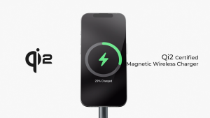 AUKEY LC-MC311 MagFusion 3-in-1 Qi2 Wireless Charging Stand with 15W Quick Charge PD Compatible for iPhone Apple Watch AirPods - Elegant Black