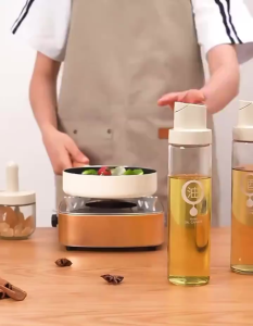 [Ready Stock+COD] Oil Pot Household Kitchen Glass Automatic Opening and Closing Household Gravity Leak-proof Soy Sauce Vinegar Seasoning Bottle Oil Bottle Oil Tank