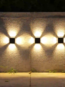 Buy 1 free 1 16 Led Warm White Wall Light On Four Sides Illuminated Outdoor Waterproof Courtyard Garden Fence Villa Wall Washing Night Light