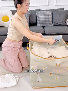 Storage Box Keranjang Resleting Lemari Tas Penyimpan Baju Selimut Boneka Motif