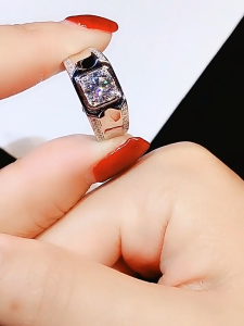 Original 1 Carat US D-color Moissani Diamond Ring Mens 925 Sterling Silver Couple Ring Wedding Engagement Proposal Ring
