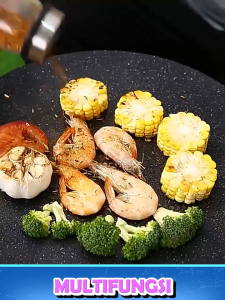 SET Alat Panggangan BBQ Grill Pan Korean Wajan Bulat Anti Lengket Serbaguna FREE CAPITAN TAS KAYU HOLDER