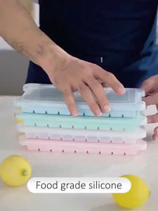 KOZI 24 / 36 Grid Silicone Ice Cube Trays Ice Molder With Ice Jelly Lid Large Maker Silica Gel Ice Mold Cube with Cover Removable for Whisky Cocktail Cola Refrigerator Homemade Frozen Ice Box