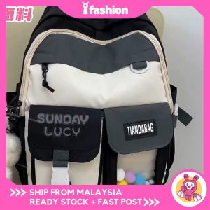 iFASHION 1451 Women Fashion Simple Canvas Student Korean Style School Backpack Bag Wanita Beg Galas Belakang Perempuan