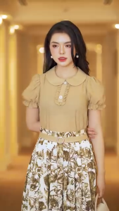 Áo sơ mi cổ sen Laeem DesignLA1N24022 kiểu dáng sang trọng nhẹ nhàng