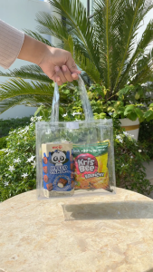 Tas Mika Transparan Ulang Tahun CUSTOM Stiker Murah Goodybag Ultah Snack (20x20x10) 0.13 Ready Stock