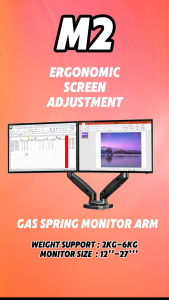 Armaggeddon Mechanic M2 Dual Gas Spring Monitor Arm | Support Up to 6 KG | Full Motion Adjustment | 1 Year Warranty