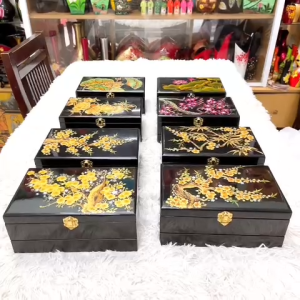 Hộp Đựng Trang Sức Sơn Mài Cao Cấp Thanh Bình Lê size 15x24x10 cm đựng đồ trang sức vật dụng nhỏ xinh phòng ngủ trang trí làm quà tặng ý nghĩa / jewelry box