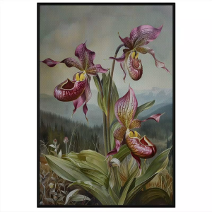 Tranh sơn dầu hoa lan trong bộ tứ bình phong thủy tranh treo tường dán tường in canvas trang trí phòng khách.CGI-729