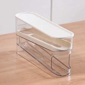 2 Tier Auto Rolling Egg Dispenser Container Rack Holder Fridge Space Saver Storage Kitchen Organizer Th