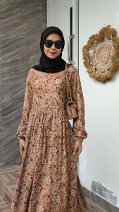 Gamis Rayon Motif Bunga Kecil | Homeydress Wanita Rayon Premium Modis Daily Salur