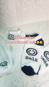 TYKS115 Kaos Kaki Wanita Smile Have a Nice Day Hitam Putih Fashion Kaos Kaki Pendek Semata Kaki Sport Modis Ankle Socks