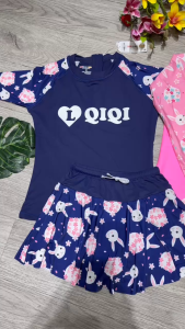 Đồ bơi bé gái 2 mảnh kín đáo áo tay dài quần đùi váy họa tiết nhiều màu dễ thương size từ 20-56kg BINSPORTS BB100