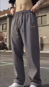 #059#L-5XL#กางเกงขายาวลำลองกางเกงแฟชั่นสไตล์เกาหลีผู้ชายสายเชือกแฟชั่นเอวยืดหยุ่นใส่สบายเนื้อผ้าระบายอากาศได้ดี