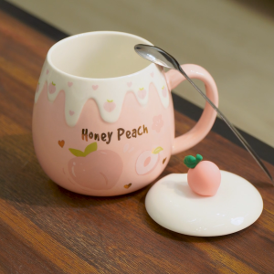 Ly sứ cao cấp họa tiết trái đào Made4Home size 400ml