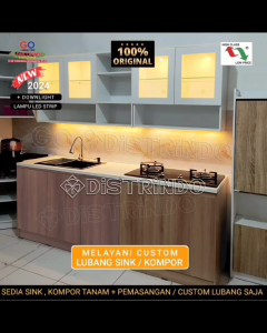Distrindo - Kitchen Set Lemari Rak Dapur BASAH Tebal Mewah BISA Custom Lubang Sink / Kompor Tanam