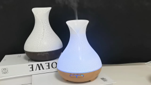 [Tặng Kèm Tinh Dầu] Máy Phun Sương Bình Hoa Tulip Vân Rạn Có Đèn 7 Màu Tùy Chỉnh Dung Tích 500ML Kèm Remote