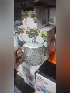 Sét 2 cốc thuỷ tinh hoạ tiết in nổi siêu xinh Cốc Thủy Tinh Họa Tiết Có Quai Cầm Ly Thủy Tinh