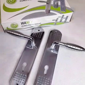 Kunci Pintu Tanggung Medium Set Komplit Silver Handle Kunci Gagang Bulat Bintik Kunci Pintu 20cm Rumah Murah Berkualitas
