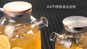 Teko Kaca Tea Pot Tahan Anti Panas Tutup Kayu Infuser Pitcher TeaPot Glass Borosilicate Bisa Dimasak