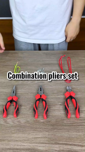 Mitsushi Tang Set 3 Pcs Tang Potong Kombinasi Tang Lancip 6 inch Hidung Panjang Potong Pemotong Kawat Kabel Needle Nose Diagonal Pliers Multifungsi Pegangan Karet Keperluan Rumah Alat Perkakas