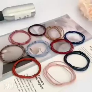 Ikat Rambut Elastis 3in1 Kunciran Karet Warna Polos Style Wanita Korea Isi 5pc