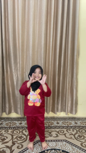 ELANNO - Setelan Anak Karakter Beruang Usia 3 - 11 Tahun Super Viral / Oneset Anak Muslimah Best Seller