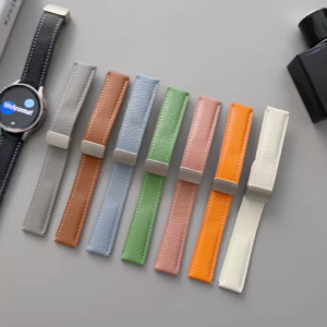 Original Leather Strap for Samsung Galaxy Watch 7/6/5/4 40mm 44mm Magnetic Buckle Strap for Galaxy Watch Ultra 47mm 6/4 Classic 43mm 47mm 42/46mm Band Watch 5 Pro 45mm Strap