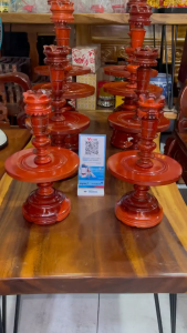 Cặp Chân Đèn Cầy - Chân Đèn Thờ Truyền Thống - Gỗ Tràm Vàng