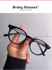 Gọng kính cận mắt tròn thời trang nam nữ Braby Glasses chất liệu nhựa dẻo TR90 đơn giản và trẻ trung sang trọng (MK114)