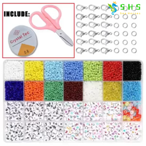 【Fast delivery】DIY Craft Handmade Beaded Toys Set Mixed Colorful Spacer Bead Bracelet Jewelry Making Toys And Gifts For Kids 5000pcs 28 Grids Beads Kit Mixed Square Alphabet Letter Beads and Heart Beads Charms Bracelet Necklace