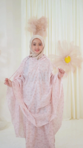 Melika - Mukena Anak Travel Mini Parasut Korea LaserCut 2in1