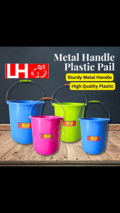 LH Heavy Duty Tong Air Baldi Mop Bucket Pail Plastic Water Bucket Pail with Metal Handle Timba Air Baldi 水桶 抹地桶