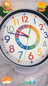 Child Silent Wall Clock Learn Numbers Home School Childrens Room (12in)