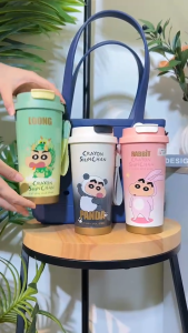 แก้วกาแฟ แก้วลายการ์ตูน แก้วเก็บความเย็น สแตนเลส316 เก็บความเย็นได้นานถึง12 ชม. ขนาด520ml พร้อมสายคล้อง ฝา2หัว