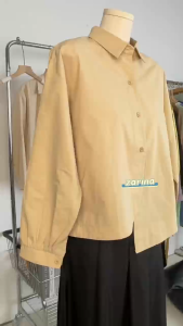 【ZARINA】Harajuku Cotton Blouse Crop top plus size Crop top long sleeve blouse baju kemeja croptop shirt baju ootd 032