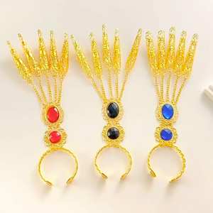 1pair Indian Thai Finger Golden Long Nails For Dance For Golden WomenS Belly Dance Dancing Finger